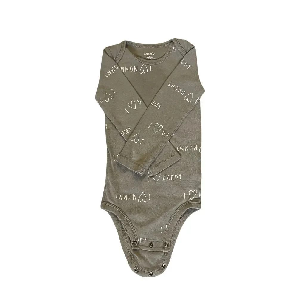 Carters 24M Bodysuits 2-Pack 100% Cotton Long Sleeve Girls Boys Snap Close Gray